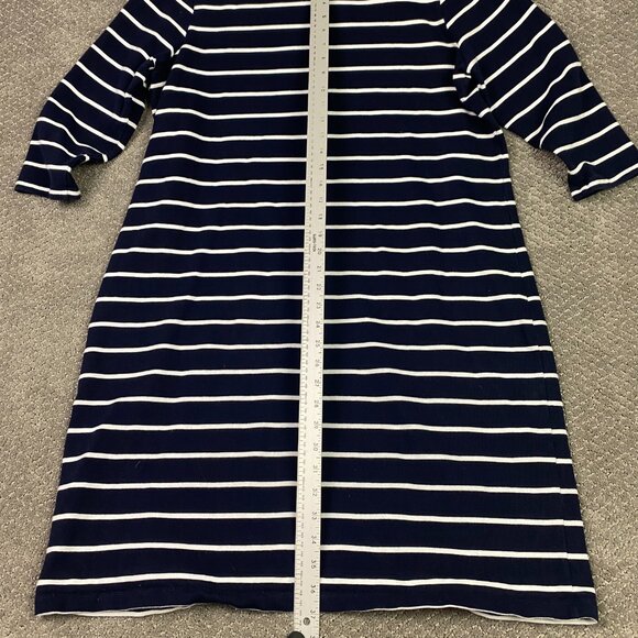 Talbots Sweater Dress Women's 1X Navy Blue White Cotton Shift Knit Striped Woman - Picture 10 of 11